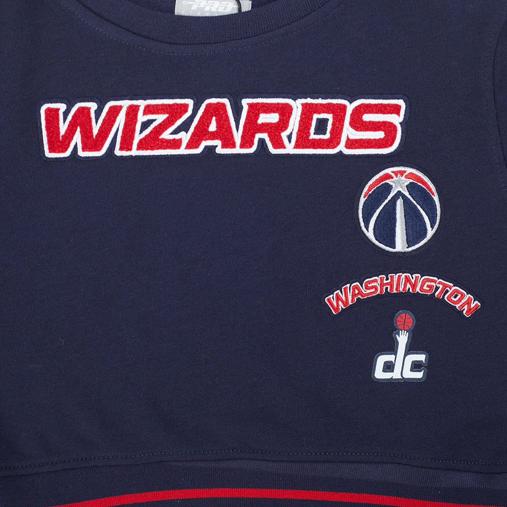 NBA WASHINGTON WIZARDS RETRO CLASSIC TODDLER GIRLS RIB FLEECE CREWNECK
