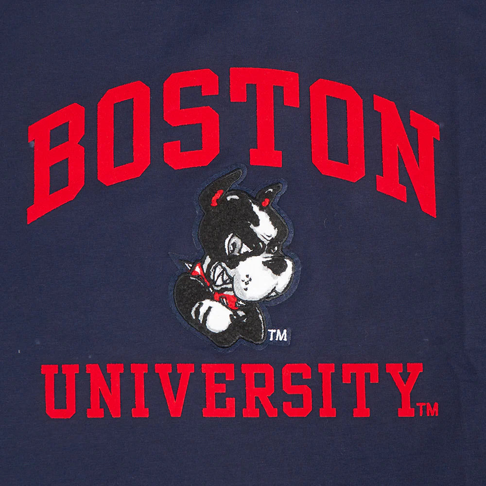 BOSTON UNIVERSITY CLASSIC STACKED LOGO SINGLE JERSEY TEE