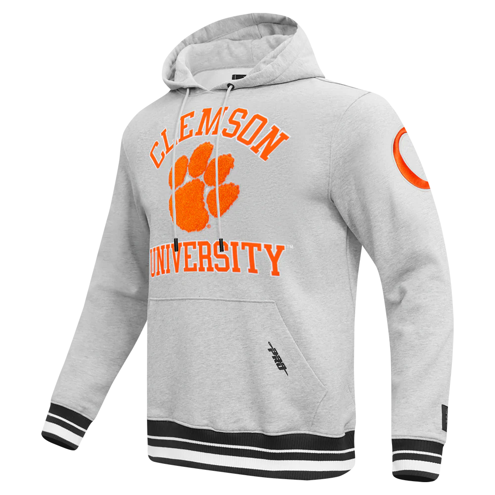 CLEMSON UNIVERSITY CLASSIC MEN'S STACKED LOGO PULLOVER HOODIE
