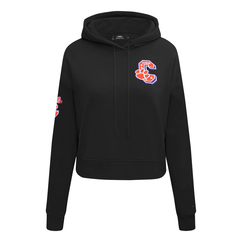 CLEMSON UNIVERSITY CLASSIC FLEECE CROPPED PULLOVER HOODIE