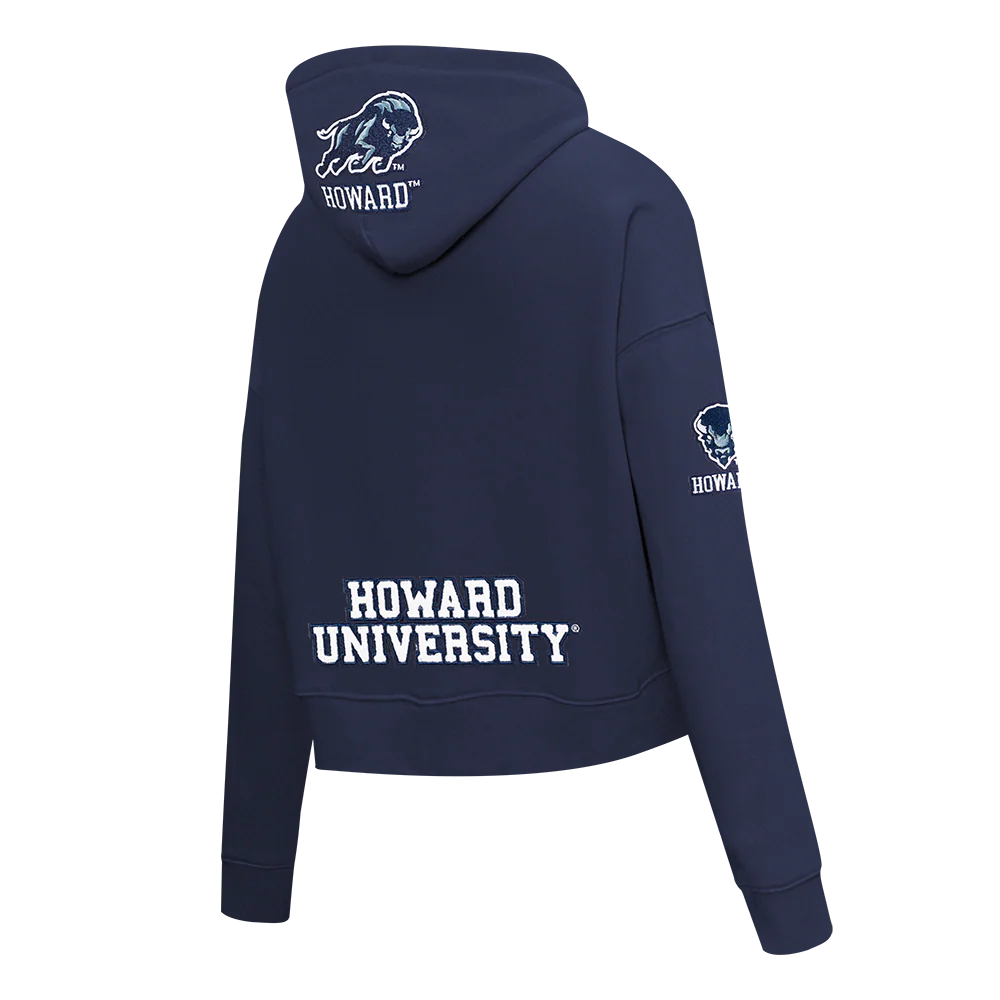 HOWARD UNIVERSITY CLASSIC WOMEN'S FLEECE CROPPED PULLOVER HOODIE