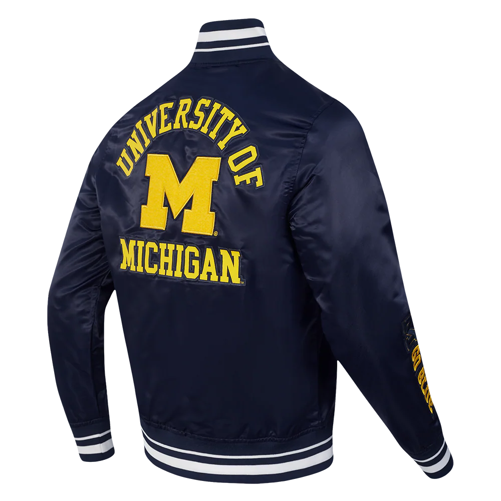 UNIVERSITY OF MICHIGAN CLASSIC MEN'S RIB SATIN JACKET