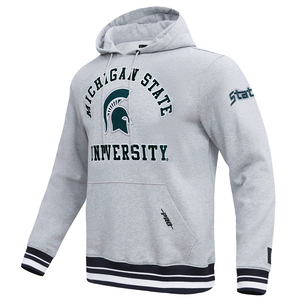 MICHIGAN STATE UNIVERSITY CLASSIC MEN'S STACKED LOGO PULLOVER HOODIE