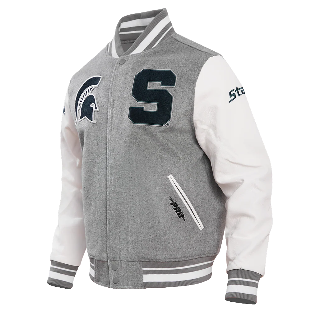 MICHIGAN STATE UNIVERSITY CLASSIC RIB WOOL MEN'S VARSITY JACKET