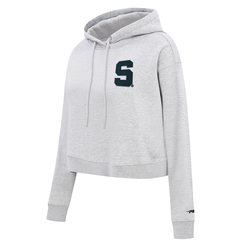 MICHIGAN STATE UNIVERSITY CLASSIC FLEECE CROPPED PULLOVER HOODIE
