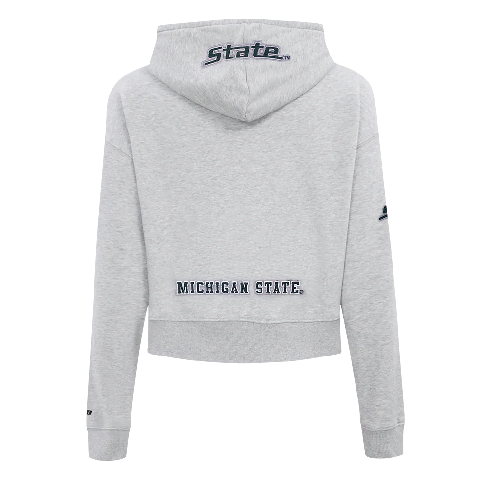 MICHIGAN STATE UNIVERSITY CLASSIC FLEECE CROPPED PULLOVER HOODIE