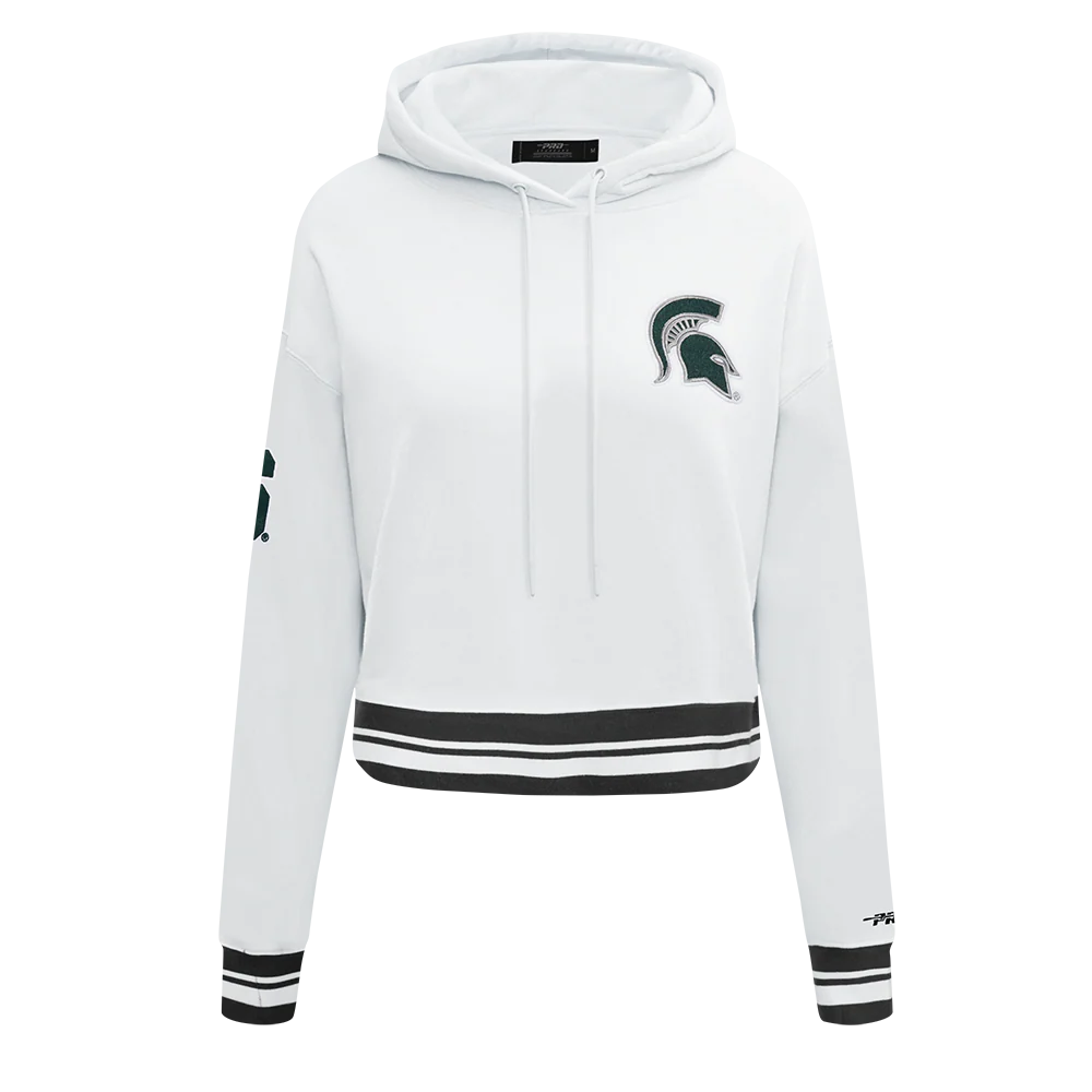 COLLEGE MICHIGAN STATE UNIVERSITY CLASSIC WOMEN'S FLC RIB CROPPED PO HOODIE