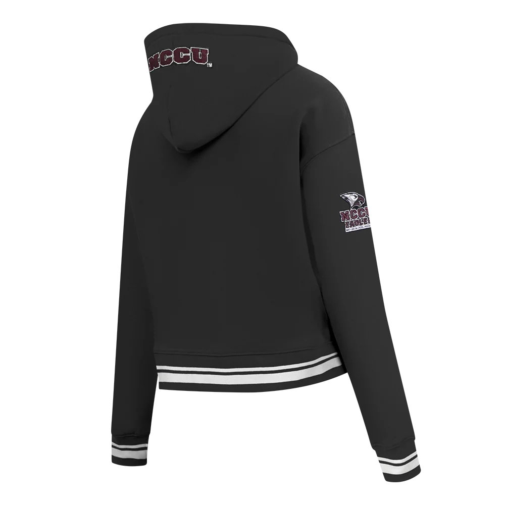 NORTH CAROLINA CENTRAL UNIVERSITY CLASSIC RIB FLEECE CROPPED PULLOVER HOODIE