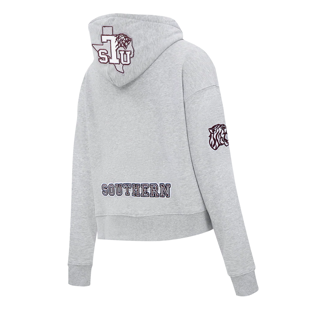 TEXAS SOUTHERN UNIVERSITY CLASSIC WOMEN'S FLEECE CROPPED PULLOVER HOODIE
