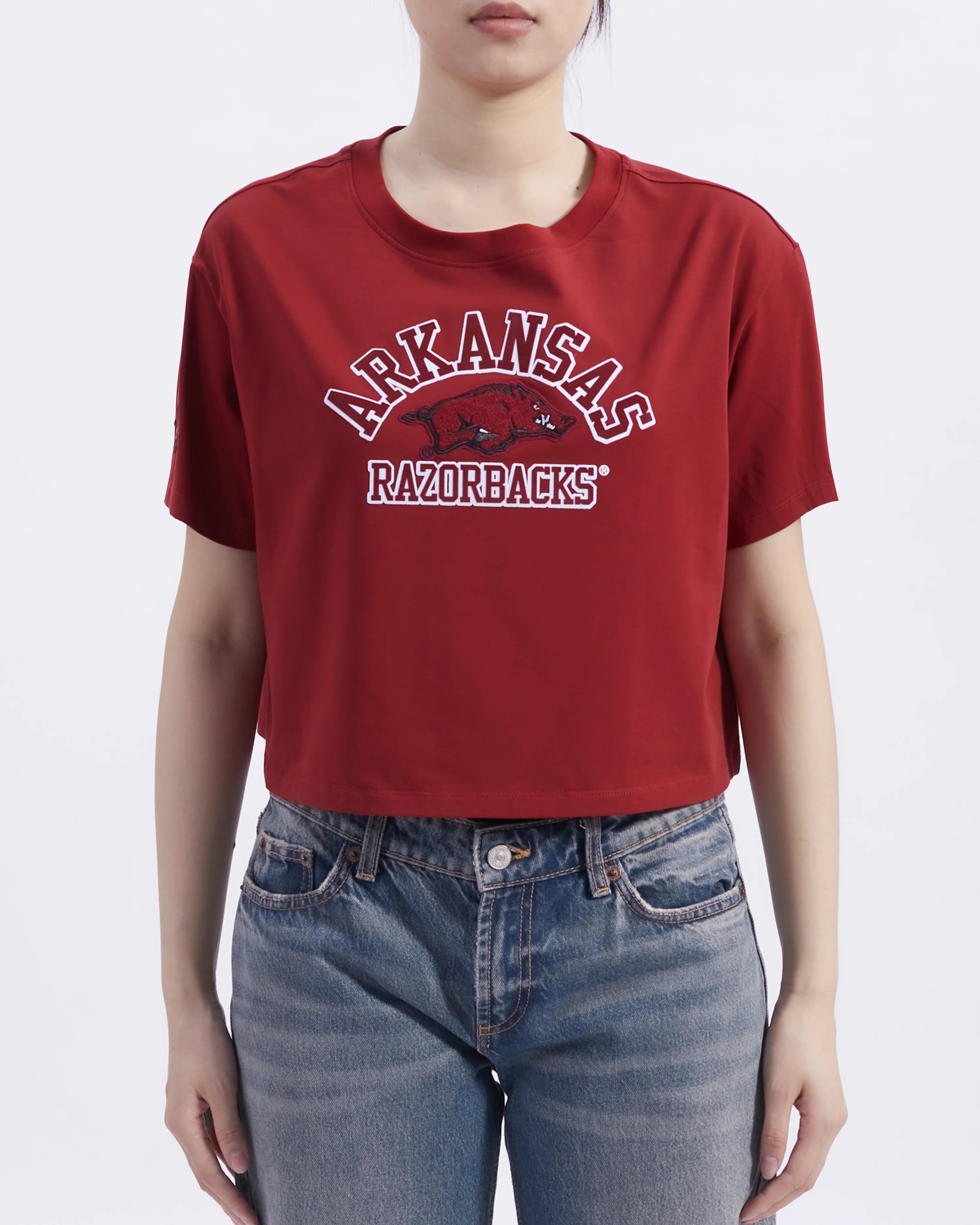 UNIVERSITY OF ARKANSAS FAYETTEVILLE CLASSIC WOMEN'S SINGLE JERSEY BOXY TEE