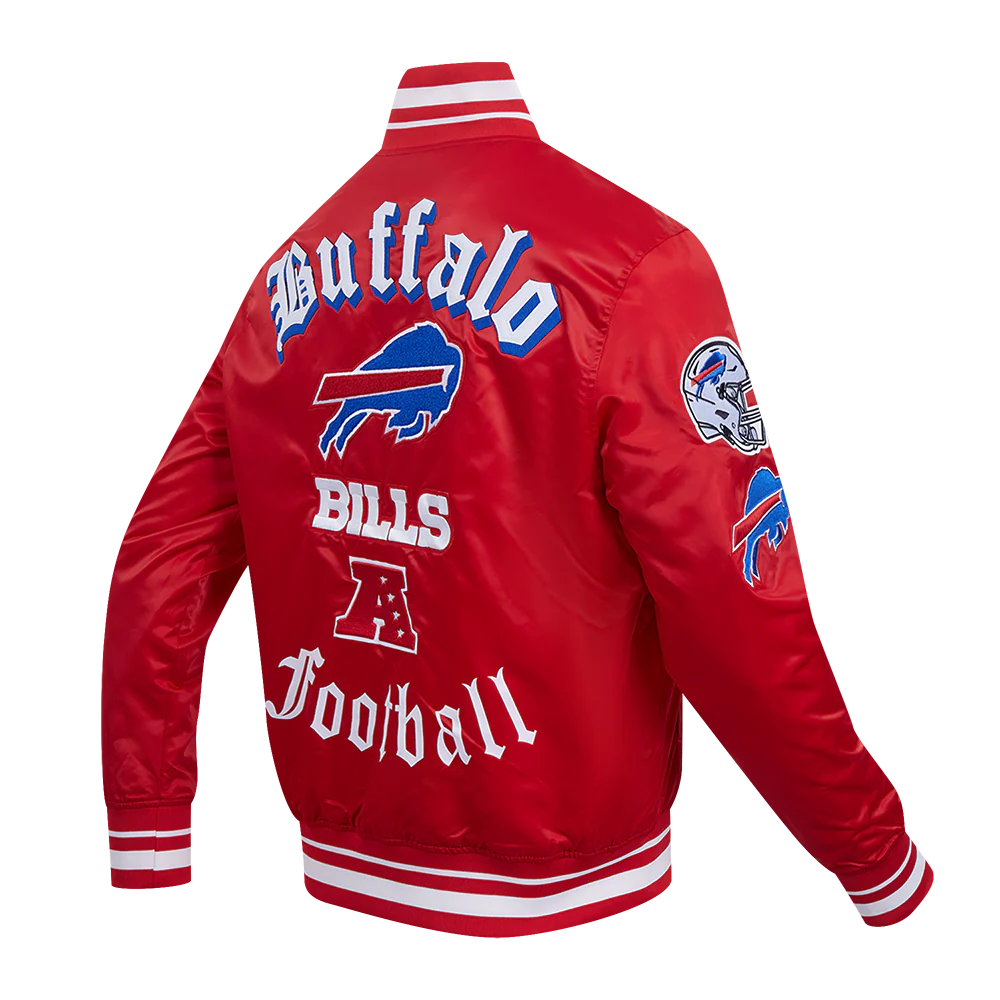 NFL BUFFALO BILLS OLD ENGLISH MEN'S RIB SATIN JACKET