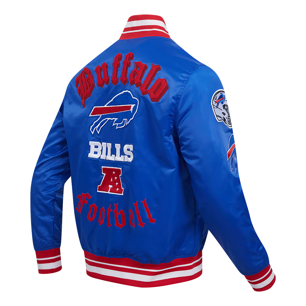 NFL BUFFALO BILLS OLD ENGLISH MEN'S RIB SATIN JACKET