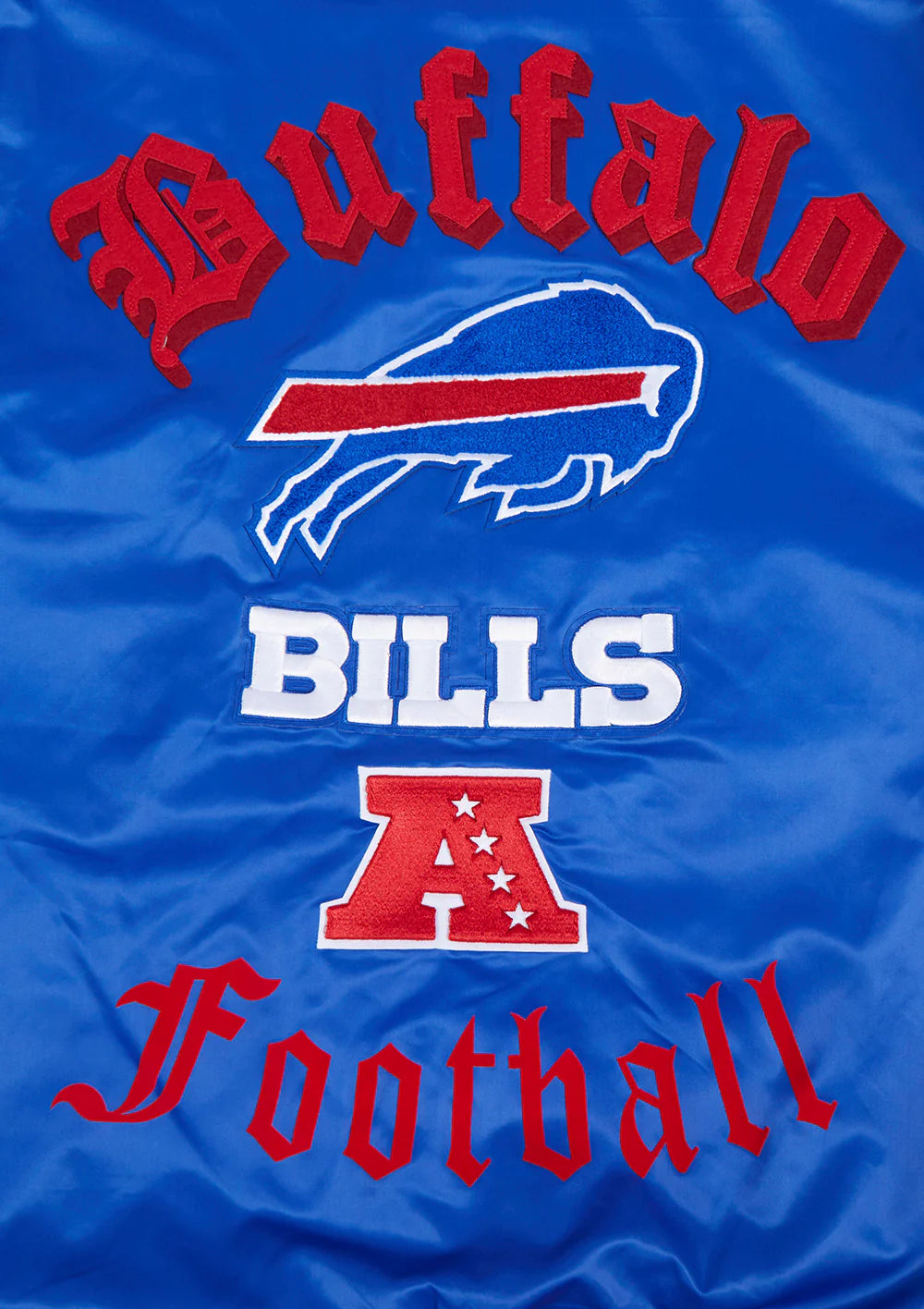 NFL BUFFALO BILLS OLD ENGLISH MEN'S RIB SATIN JACKET