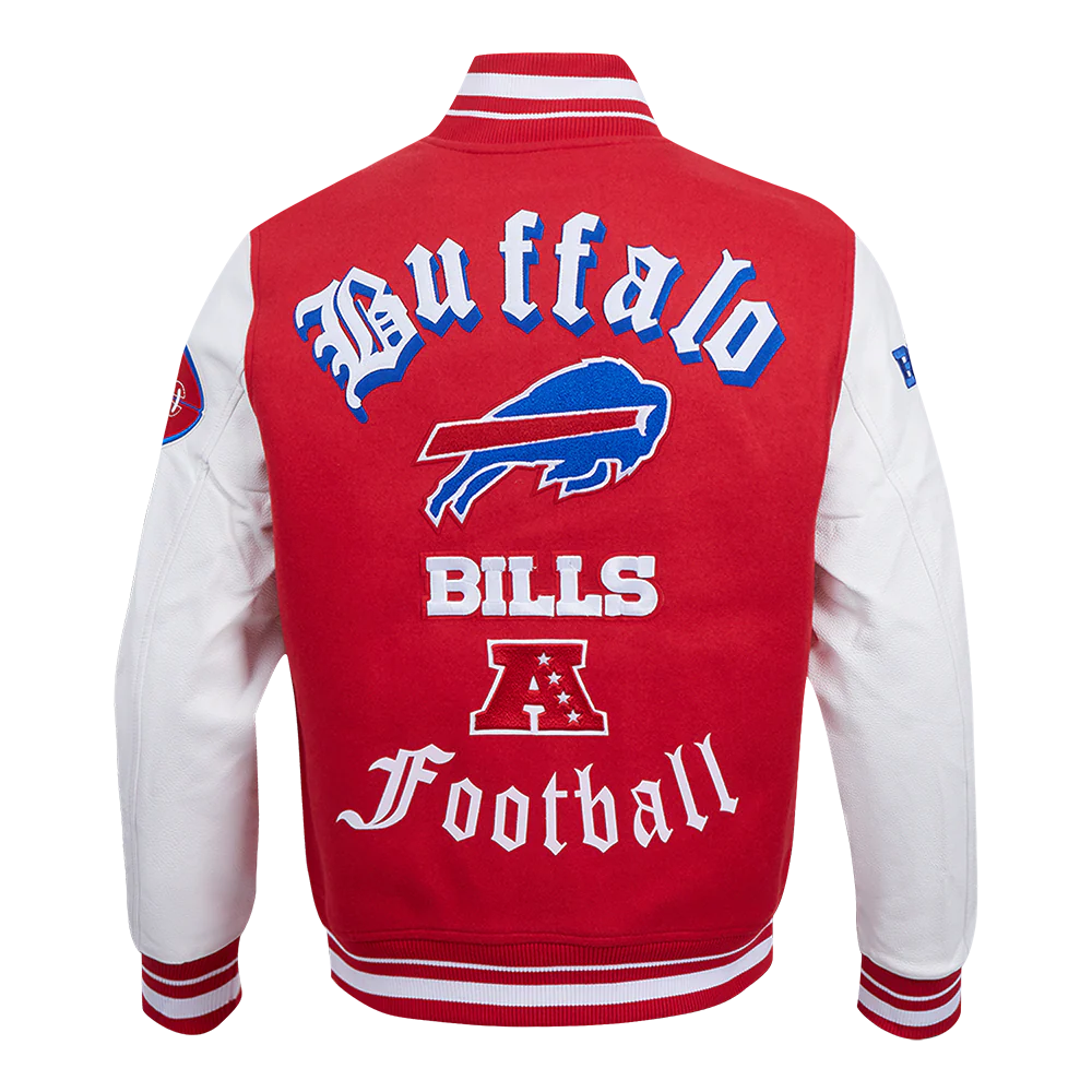 NFL BUFFALO BILLS OLD ENGLISH MEN'S RIB WOOL VARSITY JACKET