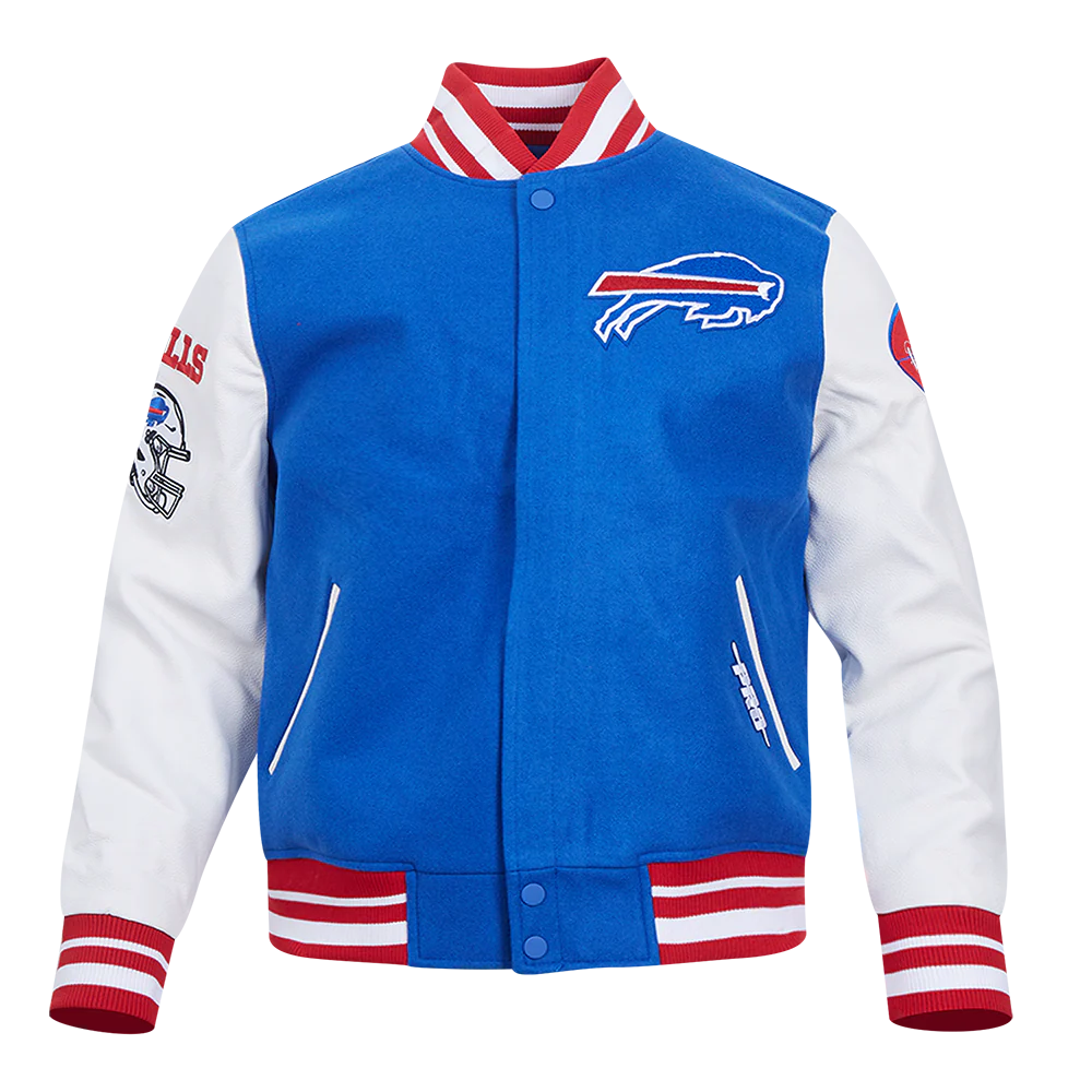 NFL BUFFALO BILLS OLD ENGLISH MEN'S RIB WOOL VARSITY JACKET