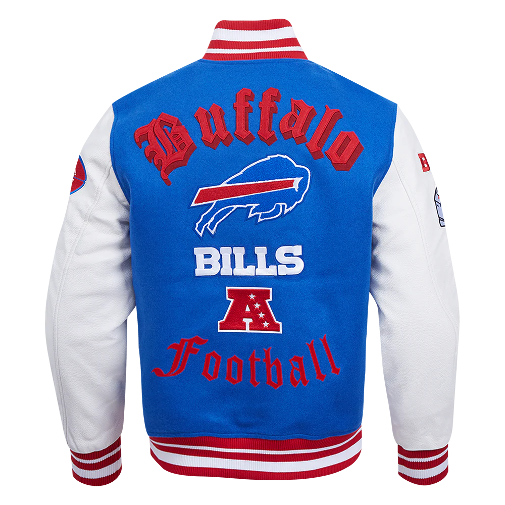 NFL BUFFALO BILLS OLD ENGLISH MEN'S RIB WOOL VARSITY JACKET