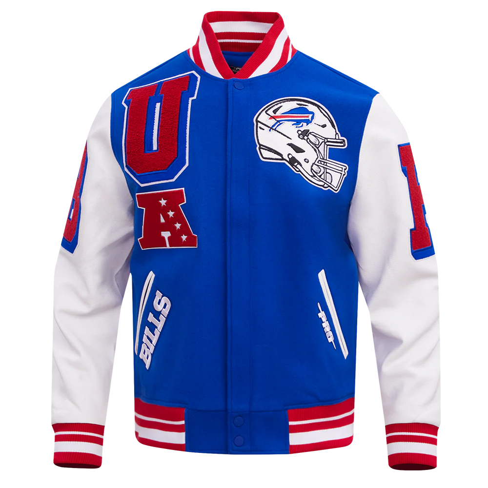 NFL BUFFALO BILLS MASHUP MEN'S RIB WOOL VARSITY JACKET