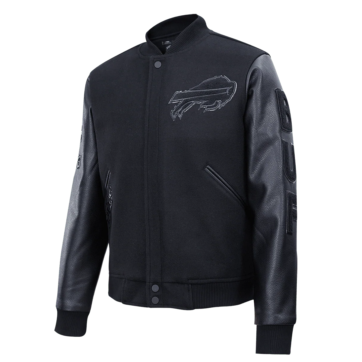NFL BUFFALO BILLS TRIPLE BLACK LOGO MEN'S VARSITY JACKET