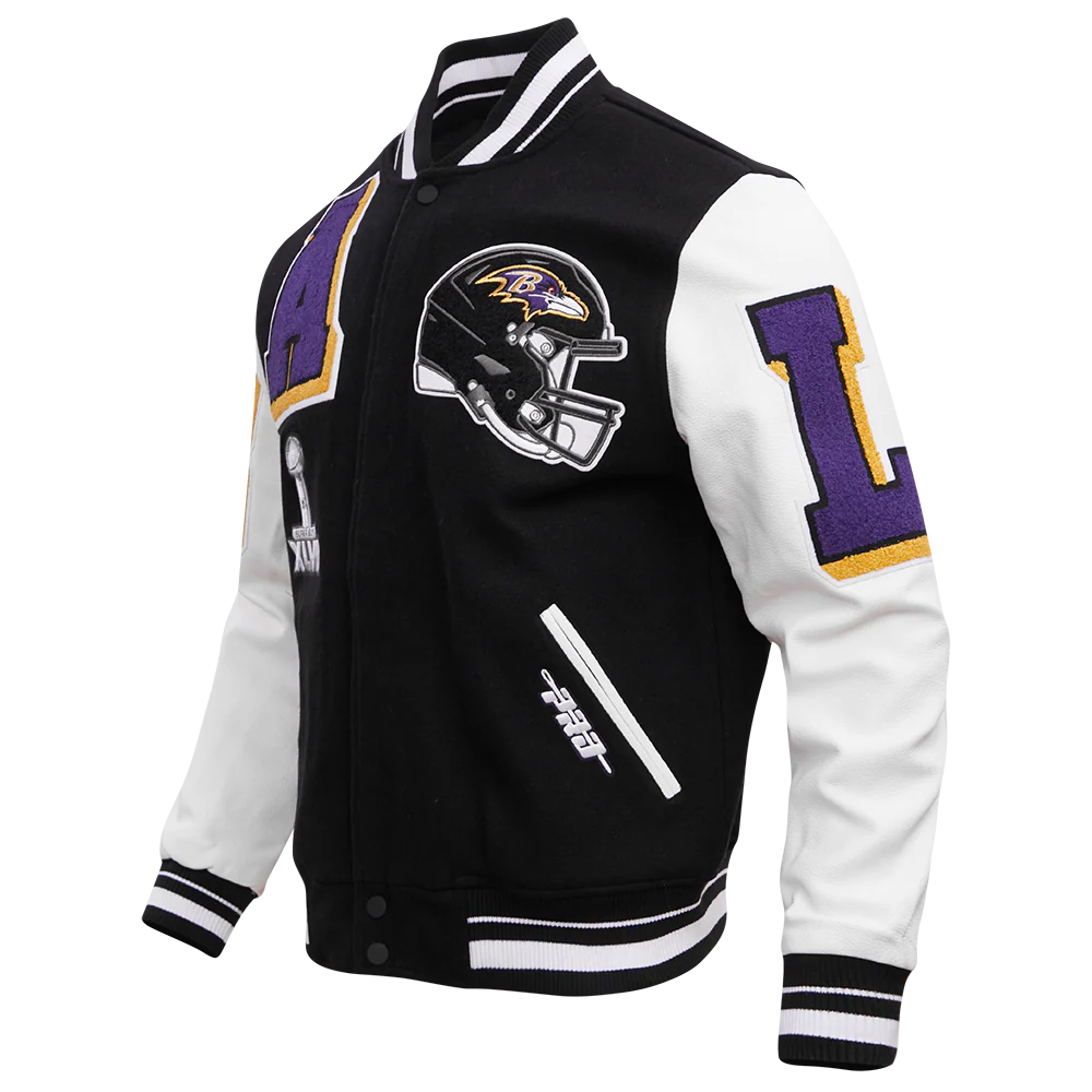NFL BALTIMORE RAVENS MASHUP MEN'S RIB WOOL VARSITY JACKET