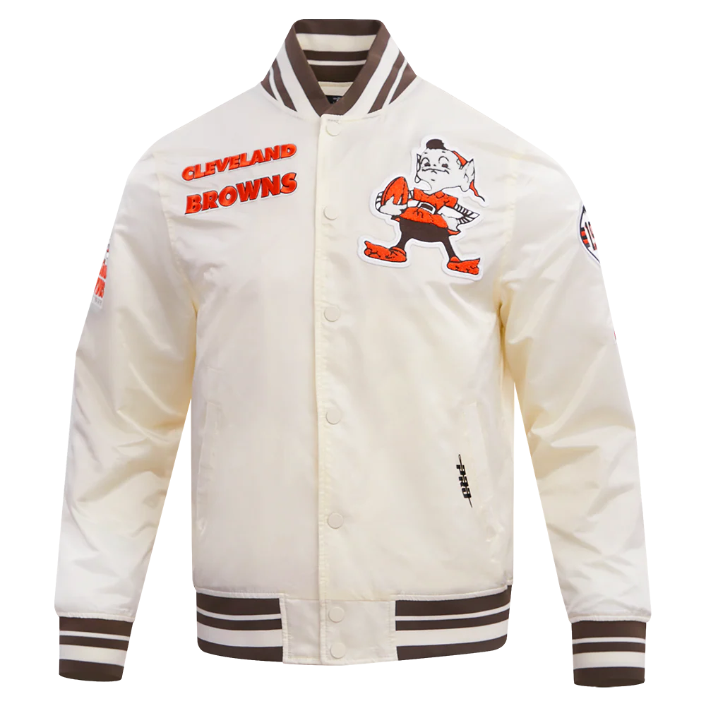 NFL CLEVELAND BROWNS RETRO CLASSIC MEN'S RIB SATIN JACKET