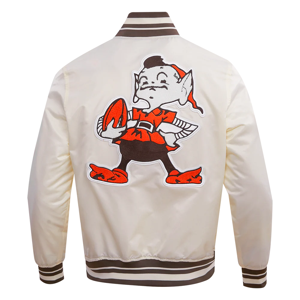 NFL CLEVELAND BROWNS RETRO CLASSIC MEN'S RIB SATIN JACKET