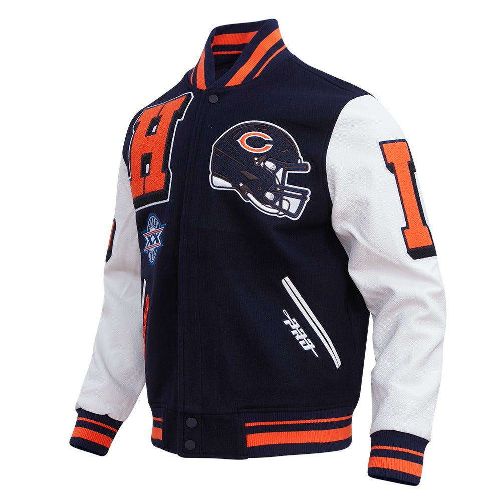 CHICAGO BEARS MASH UP RIB WOOL VARSITY JACKET