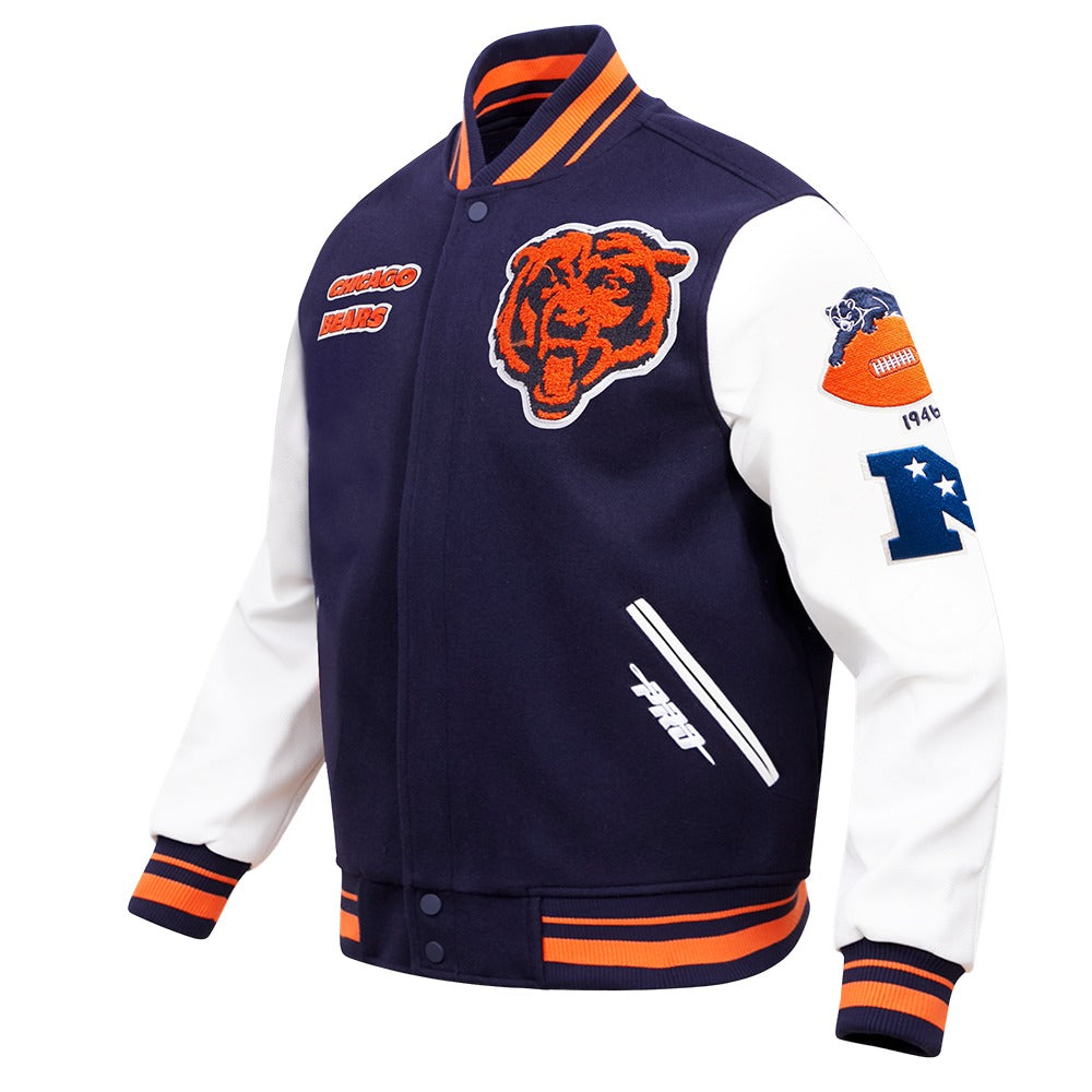 CHICAGO BEARS RETRO CLASSIC RIB WOOL VARSITY JACKET