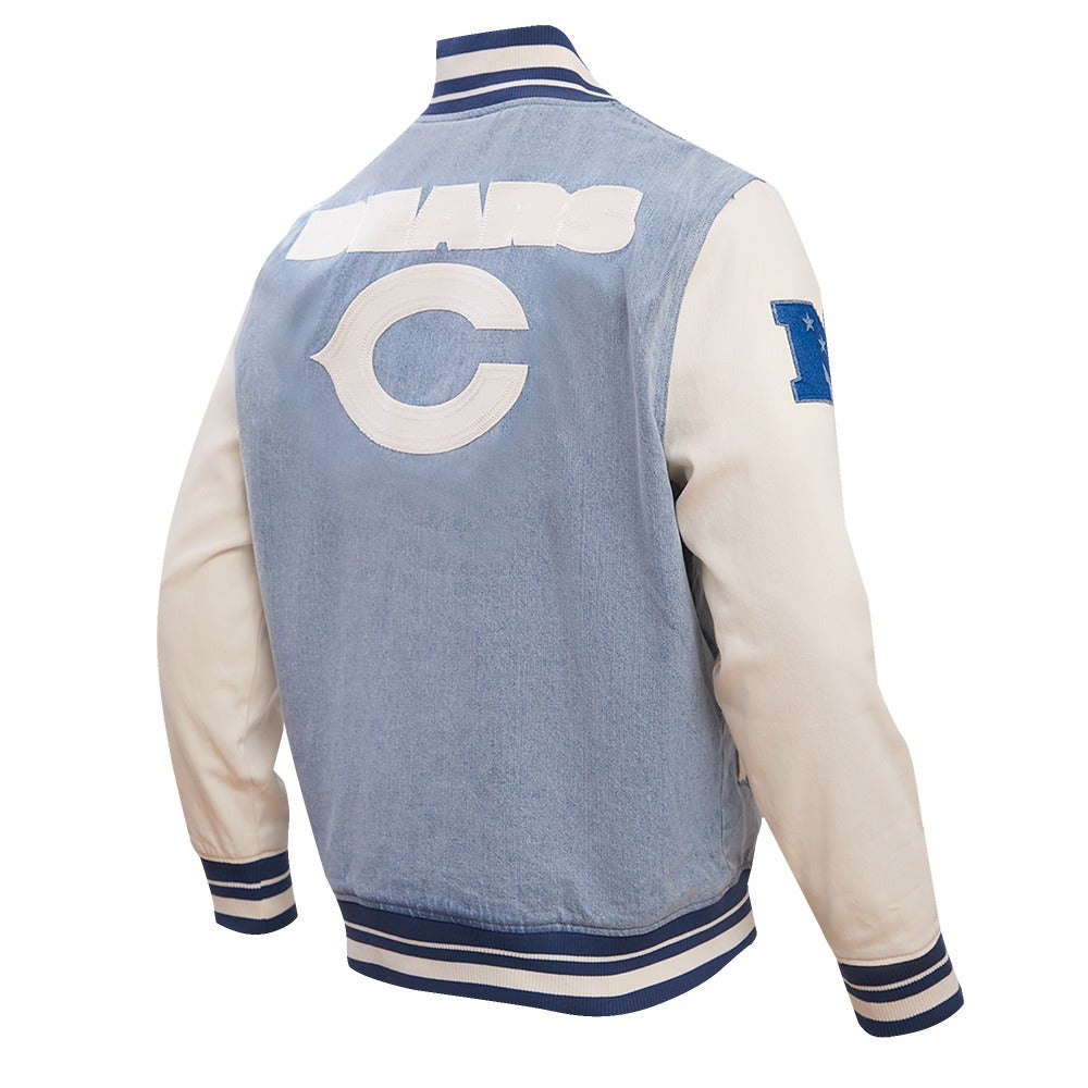 CHICAGO BEARS VARSITY BLUES DENIM VARSITY JACKET