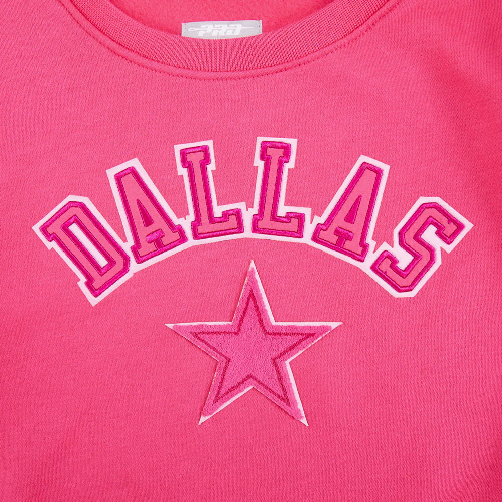 NFL DALLAS COWBOYS TRIPLE PINK BIG GIRLS FLEECE CREWNECK