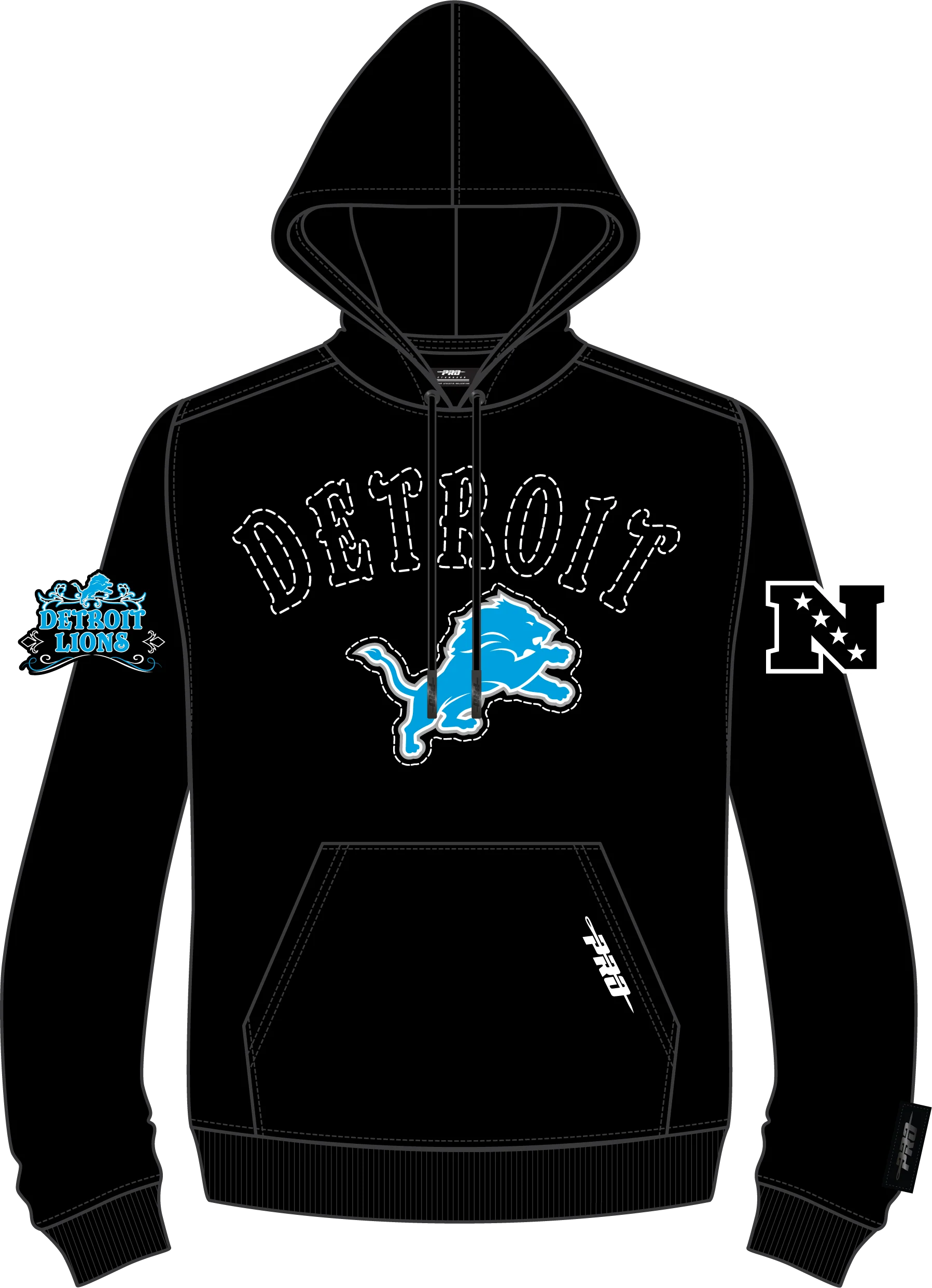 NFL DETROIT LIONS REBEL ATHLETICS MEN'S FLC PO HOODIE