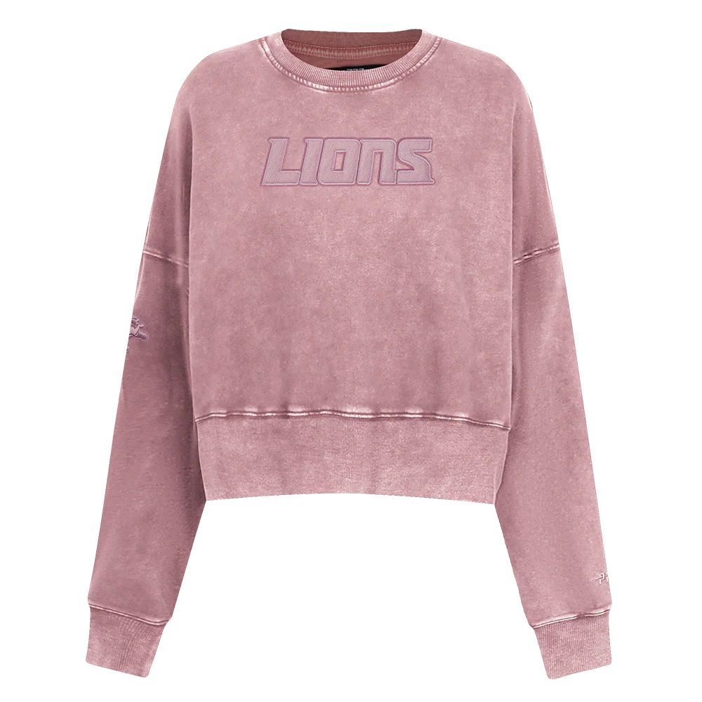 NFL DETROIT LIONS WASHED CLASSIC WOMEN'S ENZYME WASH FT CREWNECK