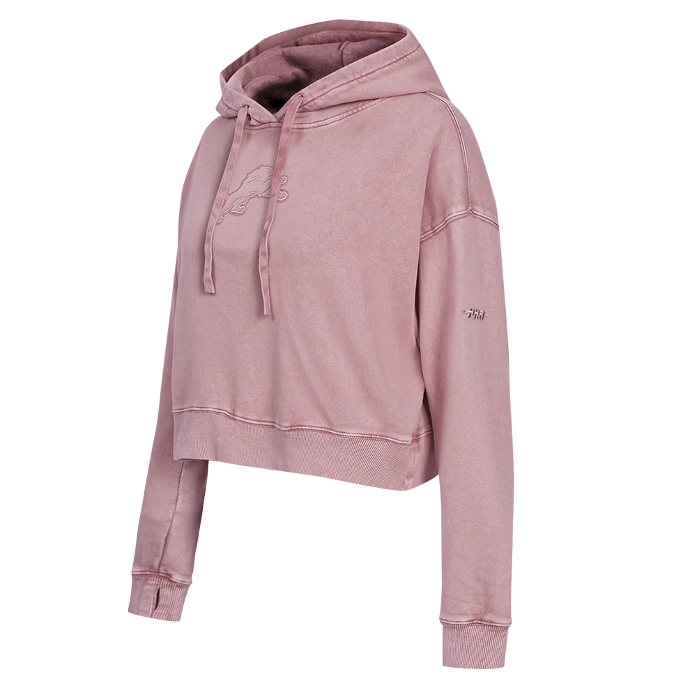 NFL DETROIT LIONS WASHED CLASSIC WOMEN'S ENZYME WASH FT CROPPED PO HOO