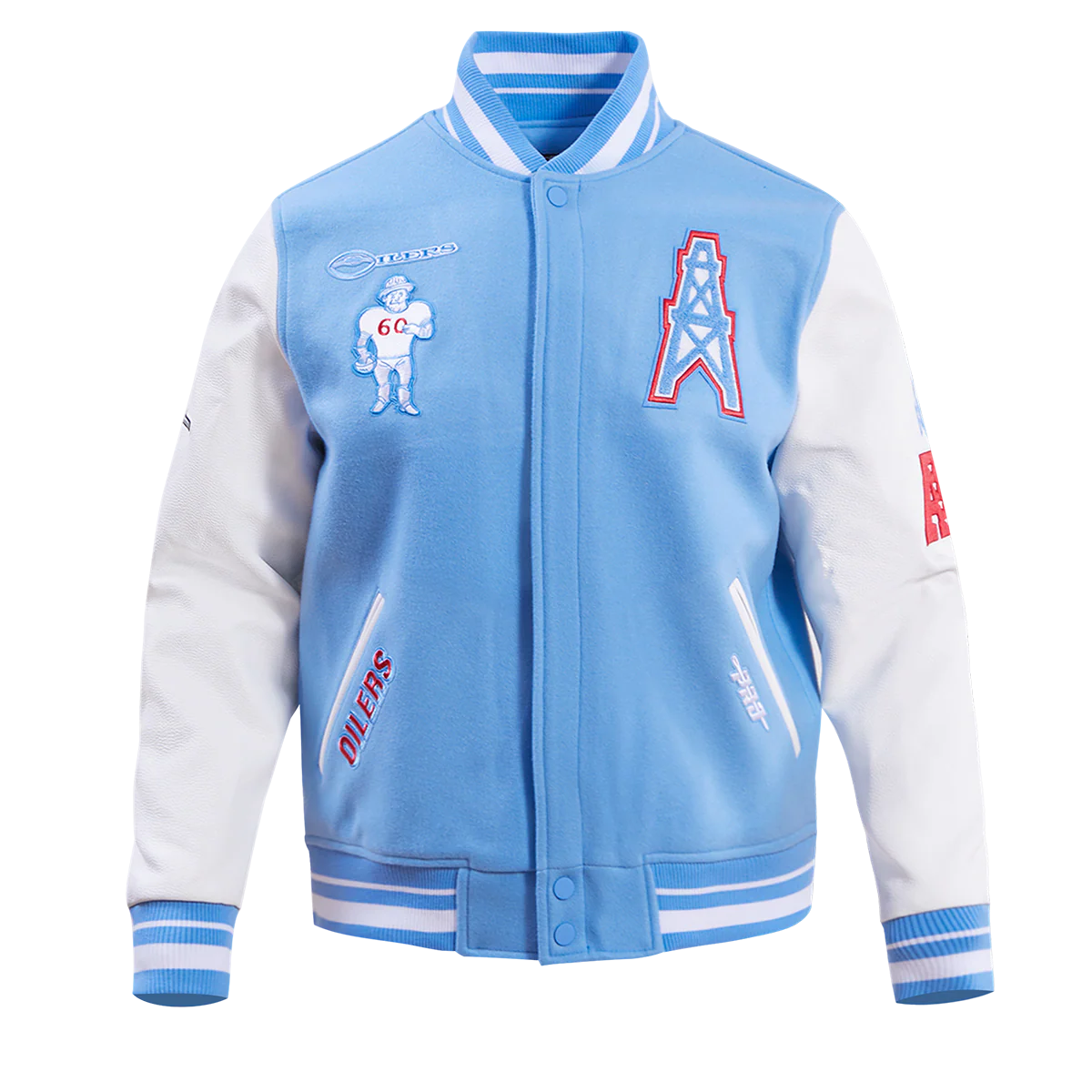 NFL HOUSTON OILERS RETRO CLASSIC MEN'S RIB WOOL VARSITY JACKET