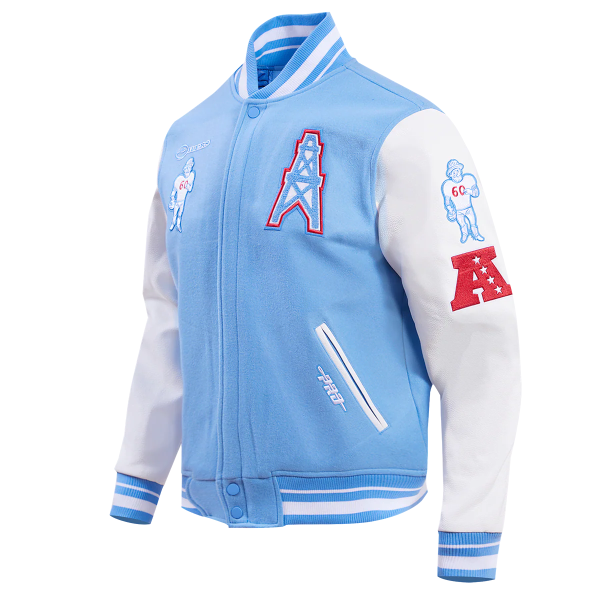 NFL HOUSTON OILERS RETRO CLASSIC MEN'S RIB WOOL VARSITY JACKET