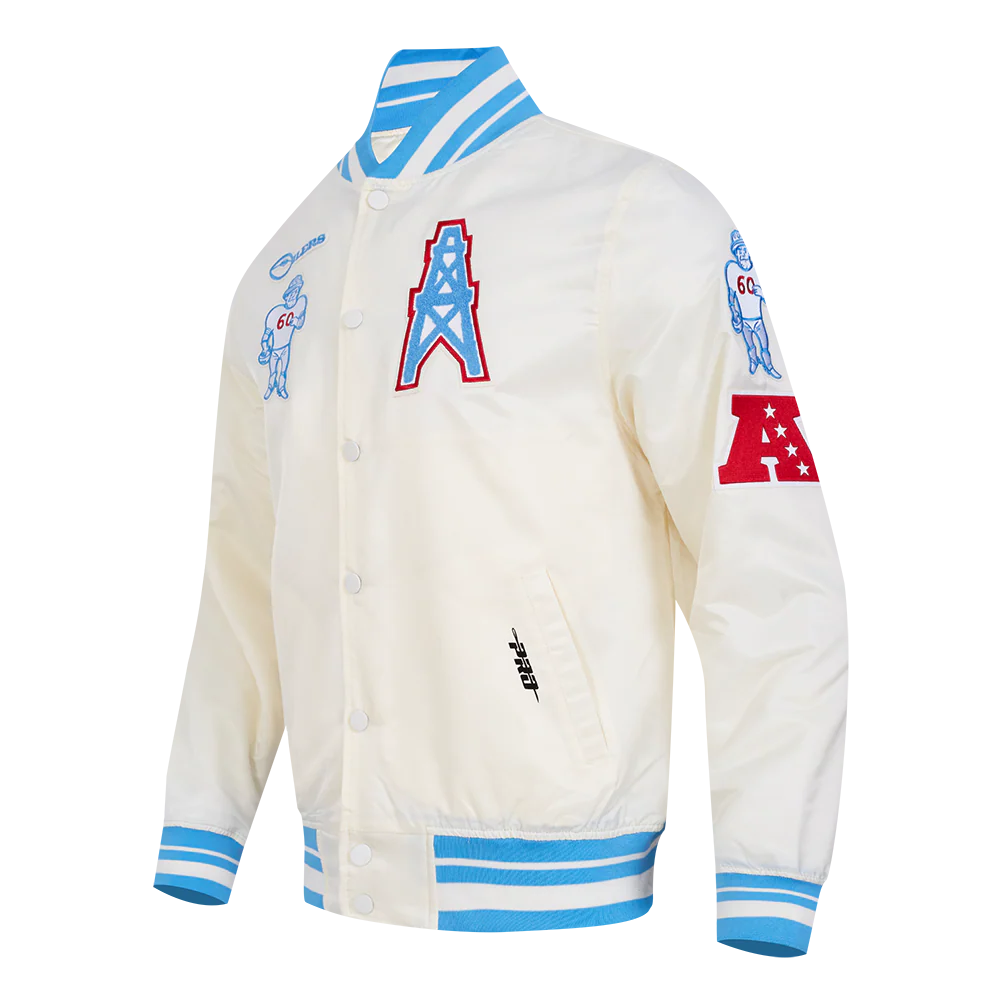 NFL HOUSTON OILERS RETRO CLASSIC MEN'S RIB SATIN JACKET