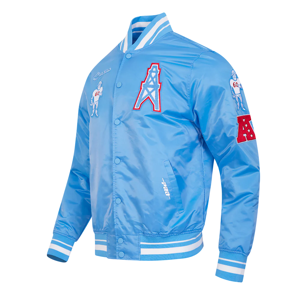 NFL HOUSTON OILERS RETRO CLASSIC MEN'S RIB SATIN JACKET