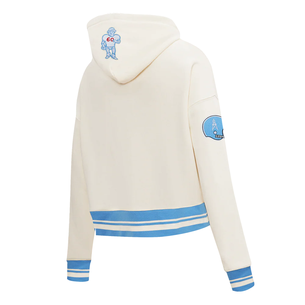 NFL HOUSTON OILERS RETRO CLASSIC WOMEN'S RIB CROPPED PO HOODIE