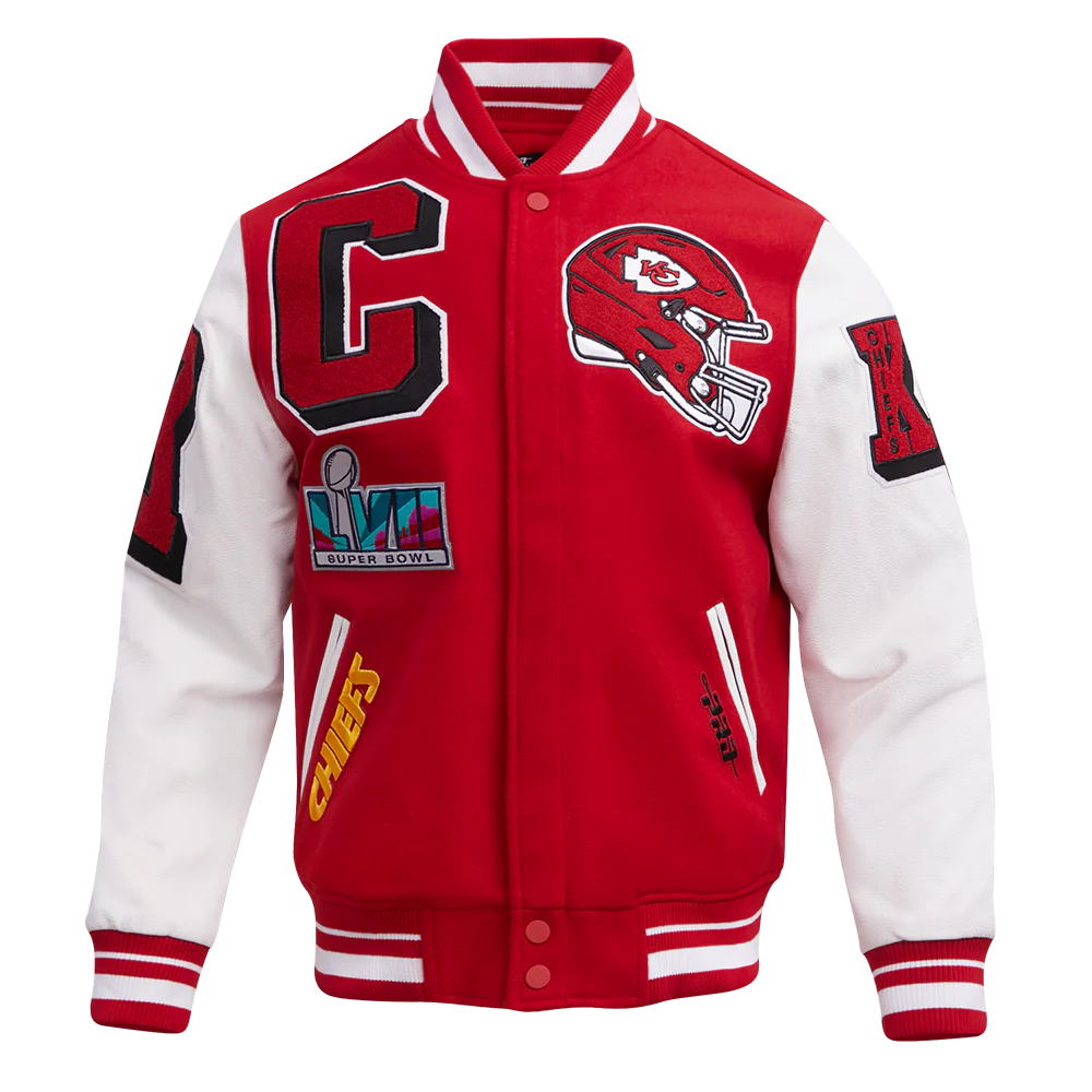 NFL KANSAS CITY CHIEFS MASHUP MEN'S RIB WOOL VARSITY JACKET