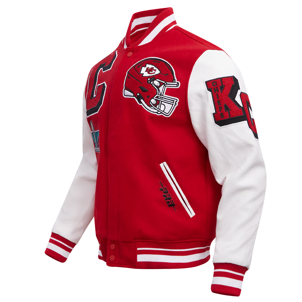 NFL KANSAS CITY CHIEFS MASHUP MEN'S RIB WOOL VARSITY JACKET