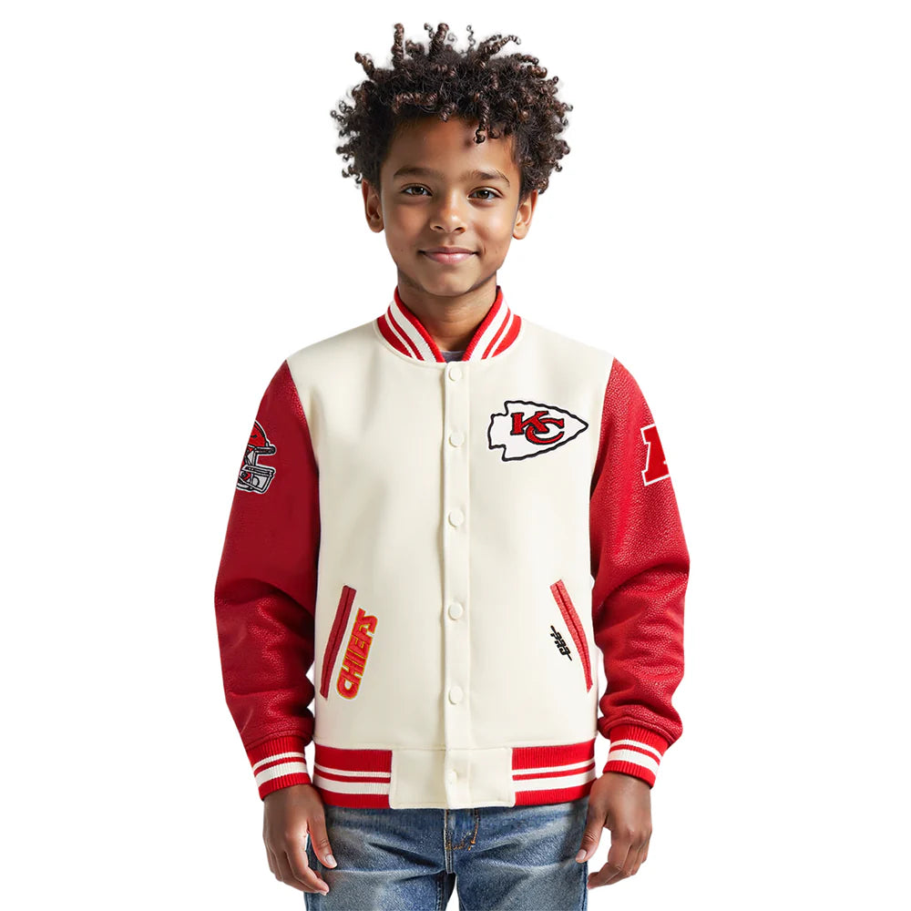 NFL KANSAS CITY CHIEFS RETRO CLASSIC BIG BOYS RIB WOOL VARSITY JACKET