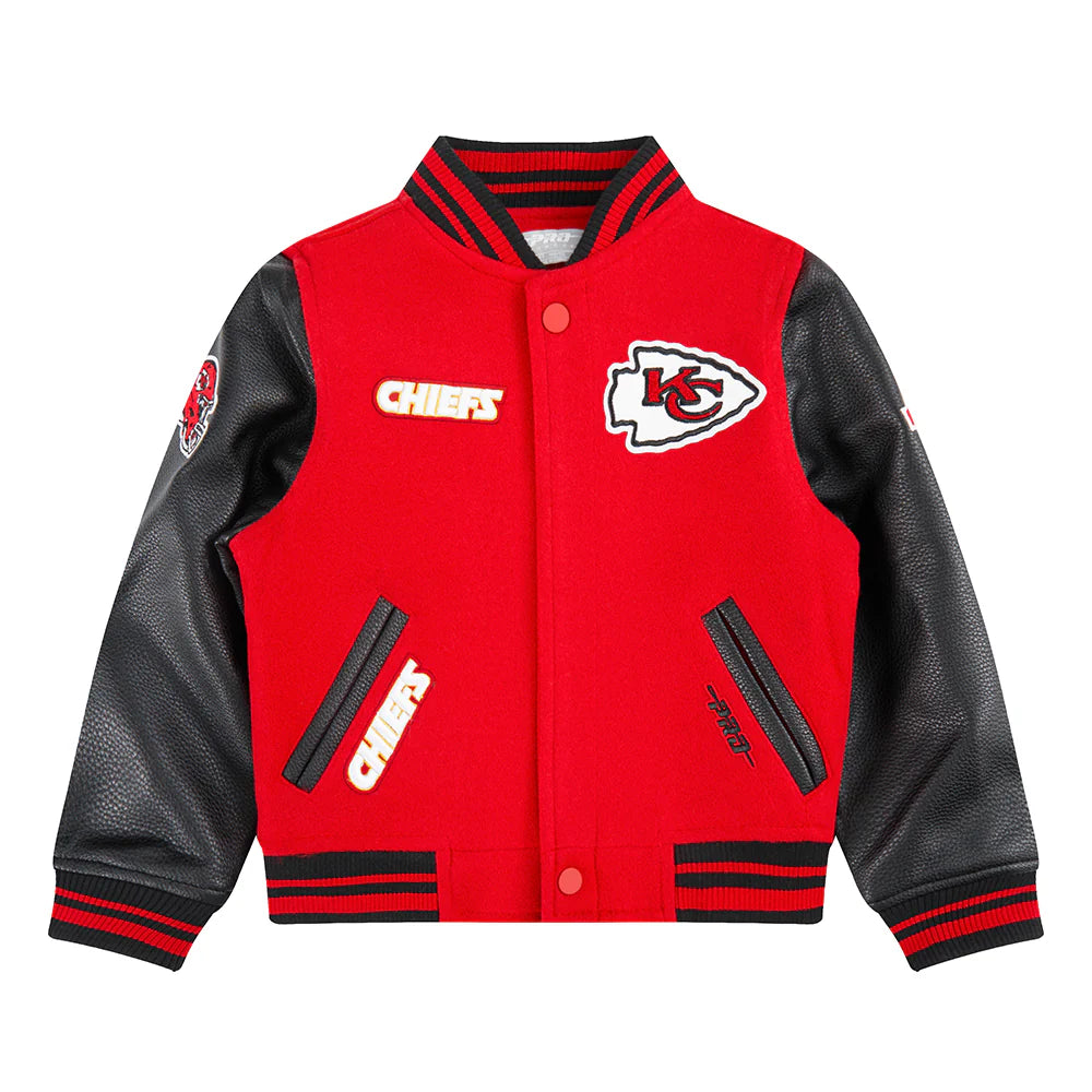 NFL KANSAS CITY CHIEFS RETRO CLASSIC TODDLER BOYS RIB WOOL VARSITY JACKET
