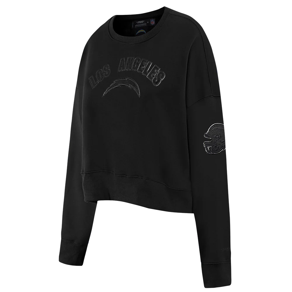 NFL LOS ANGELES CHARGERS TRIPLE BLACK WOMEN'S FLC CREWNECK