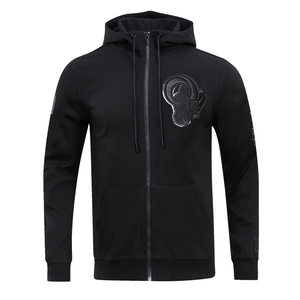 NFL LOS ANGELES RAMS TRIPLE BLACK FULL ZIP HOODIE