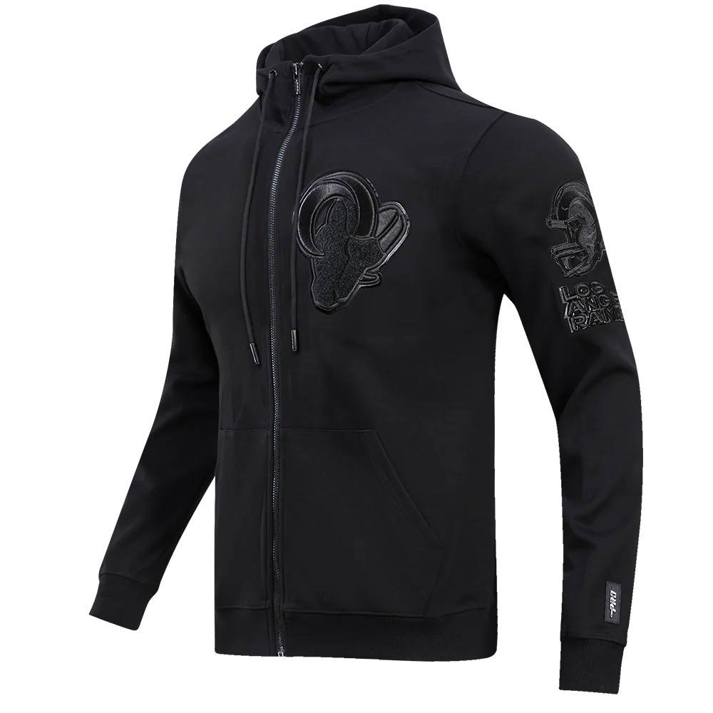 NFL LOS ANGELES RAMS TRIPLE BLACK FULL ZIP HOODIE