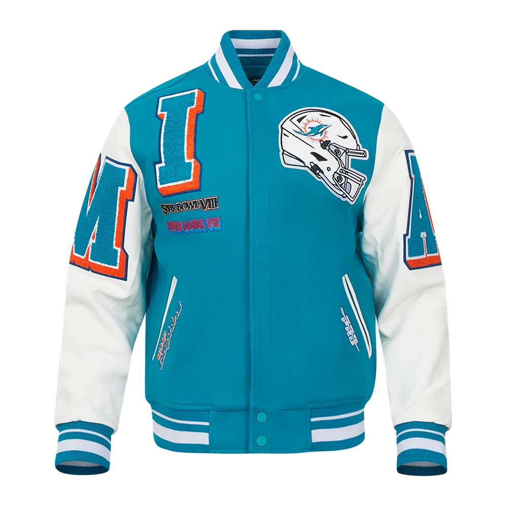 NFL MIAMI DOLPHINS MASHUP MEN'S RIB WOOL VARSITY JACKET