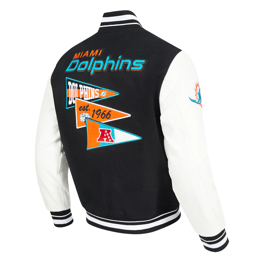 NFL MIAMI DOLPHINS TEAM PENNANTS MEN'S RIB WOOL VARSITY JACKET