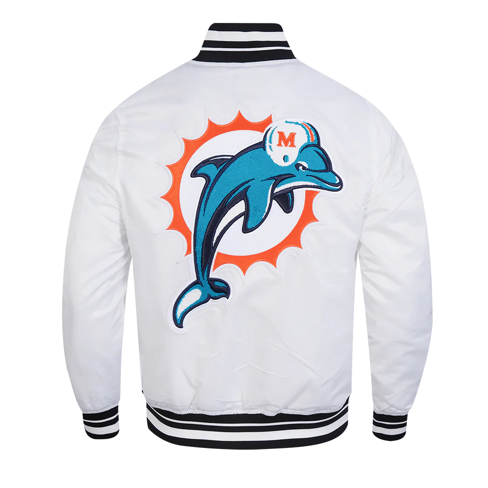 NFL MIAMI DOLPHINS RETRO CLASSIC MEN'S RIB SATIN JACKET