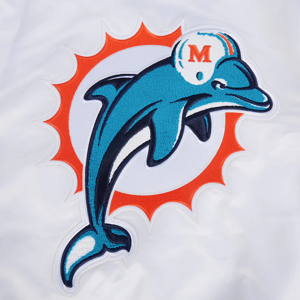 NFL MIAMI DOLPHINS RETRO CLASSIC MEN'S RIB SATIN JACKET