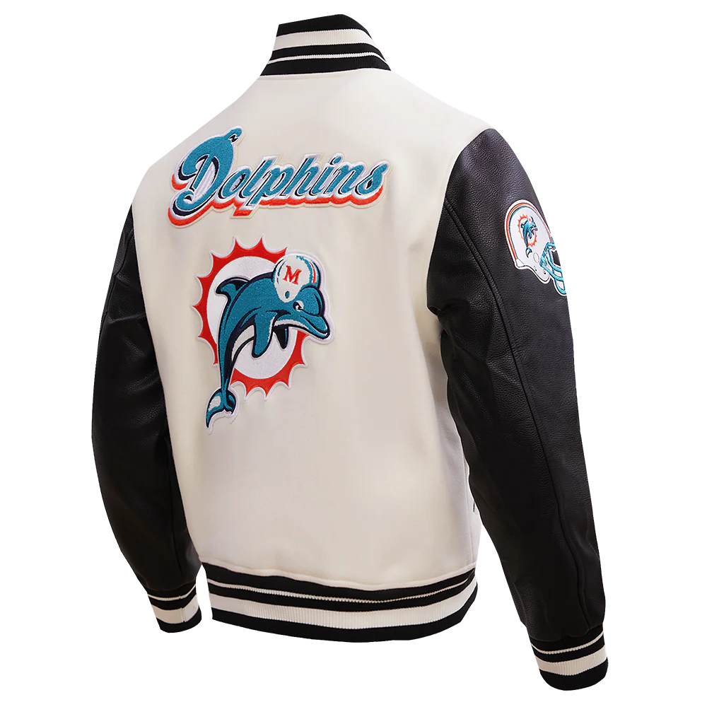 NFL MIAMI DOLPHINS RETRO CLASSIC MEN'S RIB WOOL VARSITY JACKET