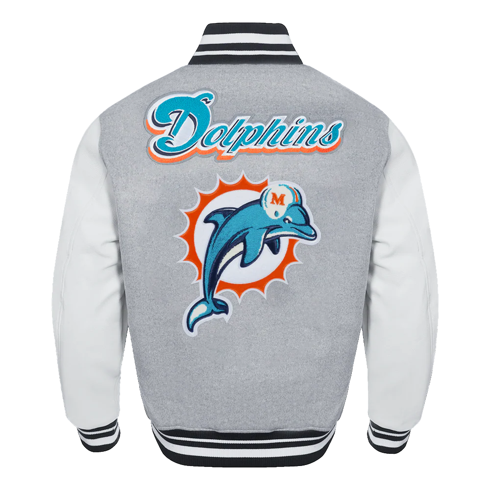 NFL MIAMI DOLPHINS RETRO CLASSIC MEN'S RIB WOOL VARSITY JACKET